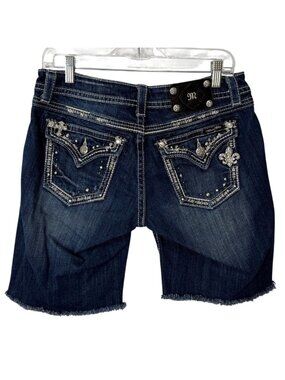 Miss Me Womens Size 28 Jean Shorts Easy Bermuda With Rhinestone JE5685EM4